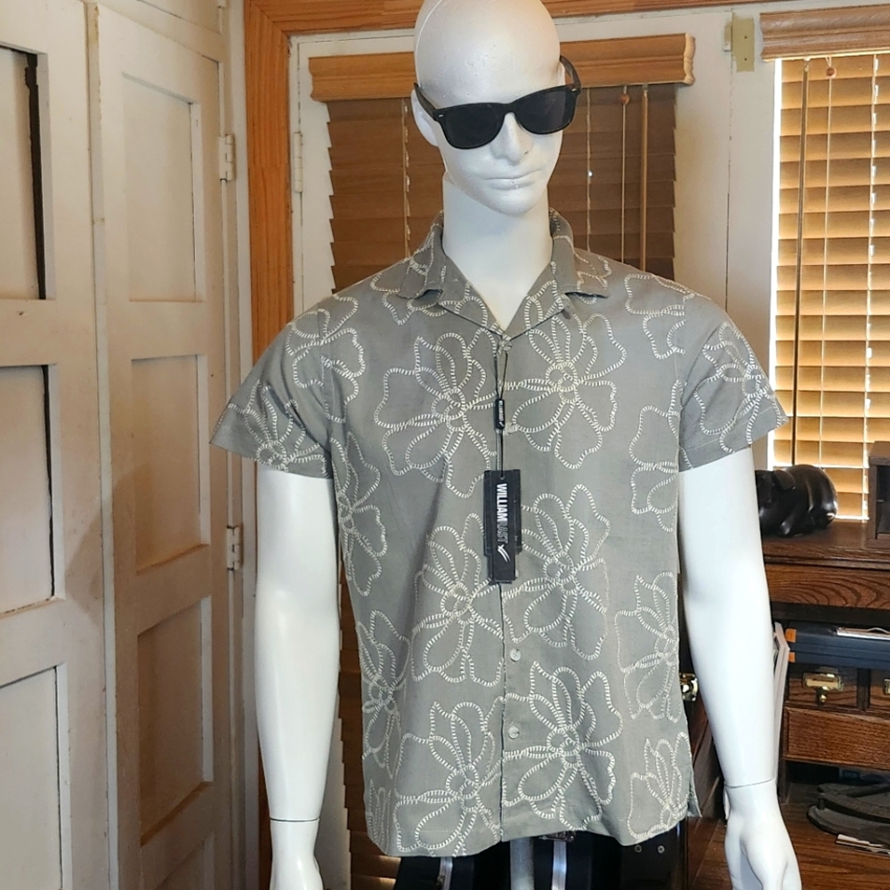 William Rast Embroidered Floral Designer Shirt In Size Small /P